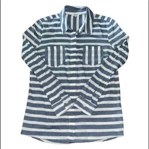 Splendid blue/white striped button down casual shirt size XS
